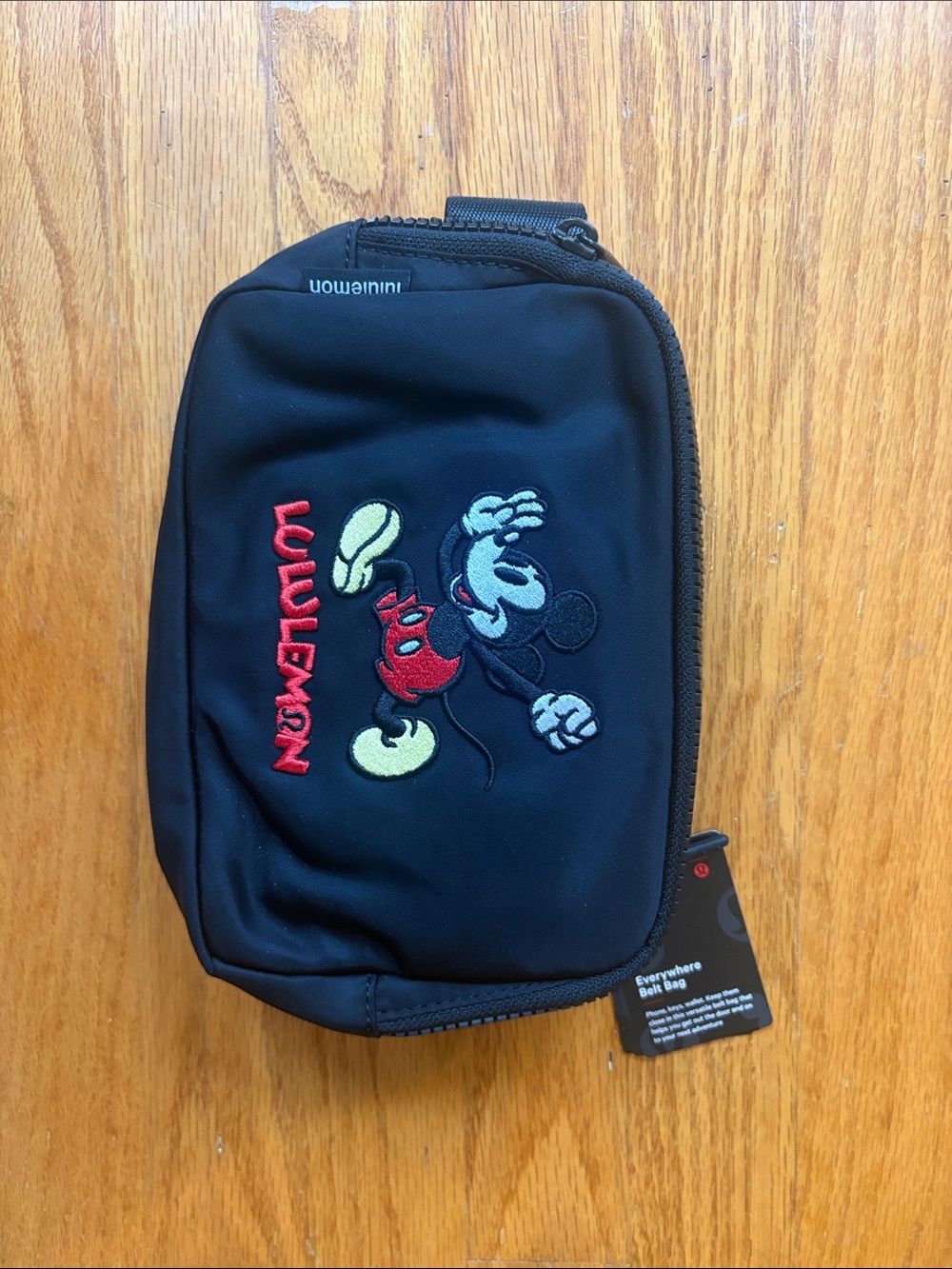 lululemon athletica Black Belt Bag with Embroidered Mickey Design